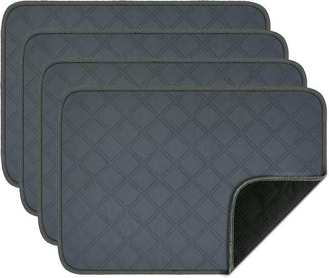 RIOUSSI Washable Pee Pads for Dogs, Reusable, Absorbent, Leakproof, Non Slip Pet Puppy Pads for Potty Training. Dark Gray, 18x24 Inch(4pack)