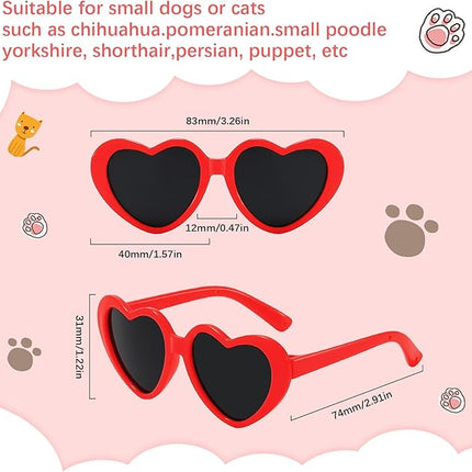 Pibupibu Retro Heart Small Dogs Cats Eye Wear Party Favors Pet Sunglasses Set Cute Funny Cosplay Dolls Costume Photo Props