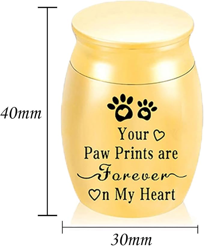 Small Pet Urns for Dogs Ashes Mini Urn Dog Ashes Cremation Keepsake Pet Memorial Urns Gift， Gold