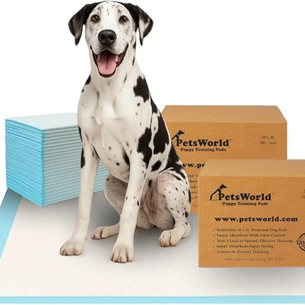 PETSWORLD Giant Dog Potty Pads, Odor-Eliminating, 36" x 36", Ultra Absorbent 5-Layer Leak-Proof Training Pads for Dogs & Cats (36x36, 200 Count)