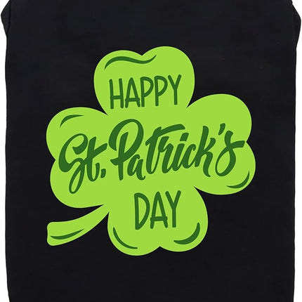 Fitwarm Happy St Patricks Day Pet Clothes, Summer Cat & Dog Outfit for Small Boys & Girls, Funny Tshirt, Lightweight Breathable Cotton, Black & Green, XL
