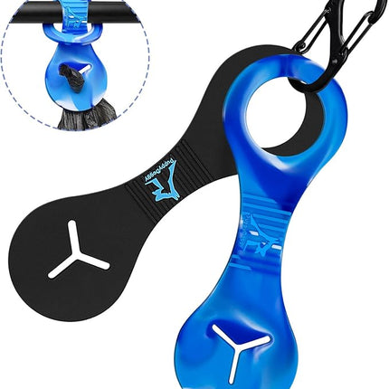 PuppyDoggy Dog Poop Bag Holder for Leash Waste Bag Carrier Dog Poop Bag Dispenser for Walking Running Bicycle Accessory 2 Pieces (Black + Mixed Blue)