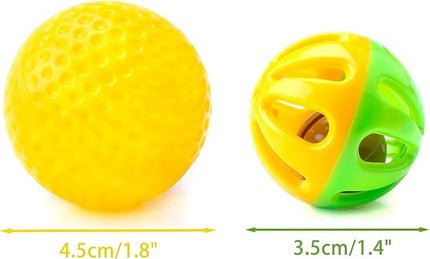 CHIWAVA 48 Pack Plastic Noisy Cat Toy Balls with Bell Kitten Chases Toy 8 Type Assorted Color Size