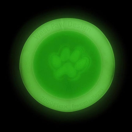 WEST PAW Zogoflex Zisc Dog Flying Disc, High Flying Aerodynamic Disc for Dogs Puppy – Lightweight, Floatable Disc for Fetch, Tug of War, Catch, Play – Doubles as Food/Water Bowl, Large 8.5", Glow