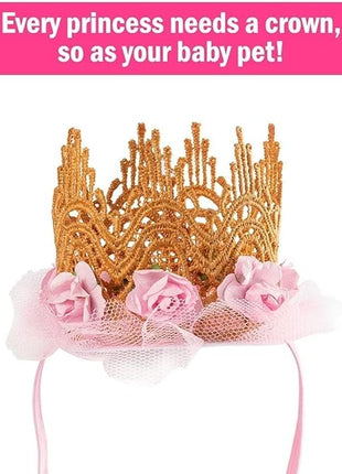 BINGPET Doggy Tutu Skirt Dog Cat Birthday Party Supplies,Cat Dogs Wedding Dresses with Bowtie and Dog Party Hats Princess Crown Hat Set,Sweet Gift for Small to Medium Dogs Cat