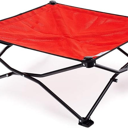 Coolaroo On-The-Go Elevated Dog Bed - Foldable Pop-Up Travel Dog Bed with Breathable, Moisture-Resistant Fabric, Carry Bag Included, Lightweight & Portable, Red, Medium