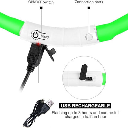 Light Up Dog Collar, Rechargeable Glowing Dog Collar, Light Dog Collar for Night Walking with 1640 FT of Visibility - Brightest LED Dog Collar Light, 3 Flashing Modes, Keeps Your Pets Safe in The Dark