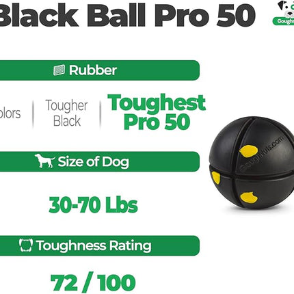 Goughnuts – Virtually Indestructible Ball - Guaranteed Dog Chew Toys for Aggressive Chewers Like Pit Bulls, German Shepherds, and Labs from 30-70 Pounds - Toughest and Durable Natural Rubber - Pro 50