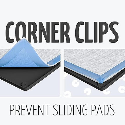 Skywin TidyFriend 2 Pk Pee Pad Holder Tray for 30” x 23” Pee Pads with Corner Lock Holes, Raised Edges, Non-Spill, Easy to Clean Silicone Dog Potty Tray Holder, for Indoor Floor Protection (Black)