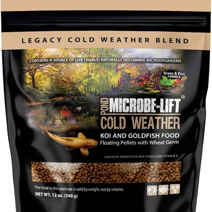 MICROBE-LIFT MLLWGSM Cold Weather Floating Fish Food Pellets with Wheat Germ for Ponds, Water Gardens, and Fountains, for Live Goldfish and Koi, 12 Ounces