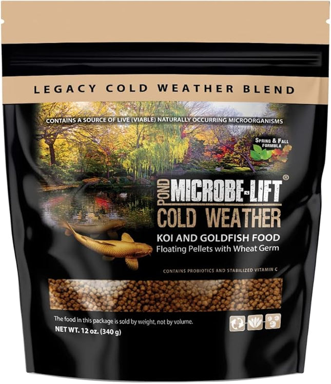 MICROBE-LIFT MLLWGSM Cold Weather Floating Fish Food Pellets with Wheat Germ for Ponds, Water Gardens, and Fountains, for Live Goldfish and Koi, 12 Ounces
