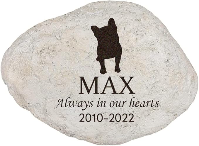 Custom Dog Memorial Stone by Waterproof Resin, Laser Engraved Dog Grave Marker, Weather Resistant