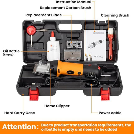 Horse Clippers Professional Electric horse Grooming Kit, Shaving Equine Clippers for Horses Goat Cattle Thick Coat Animals, 6 Speeds Large Heavy Duty Farm Livestock Haircut Trimmer （600W, 2 Blades）