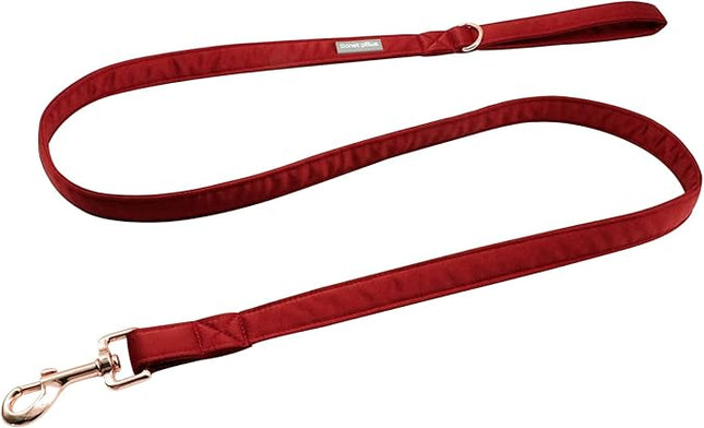 Lionet Paws Dog Leash - Silk Red Leash for Small Medium Large Dogs Matching Collar for Girl and Boy
