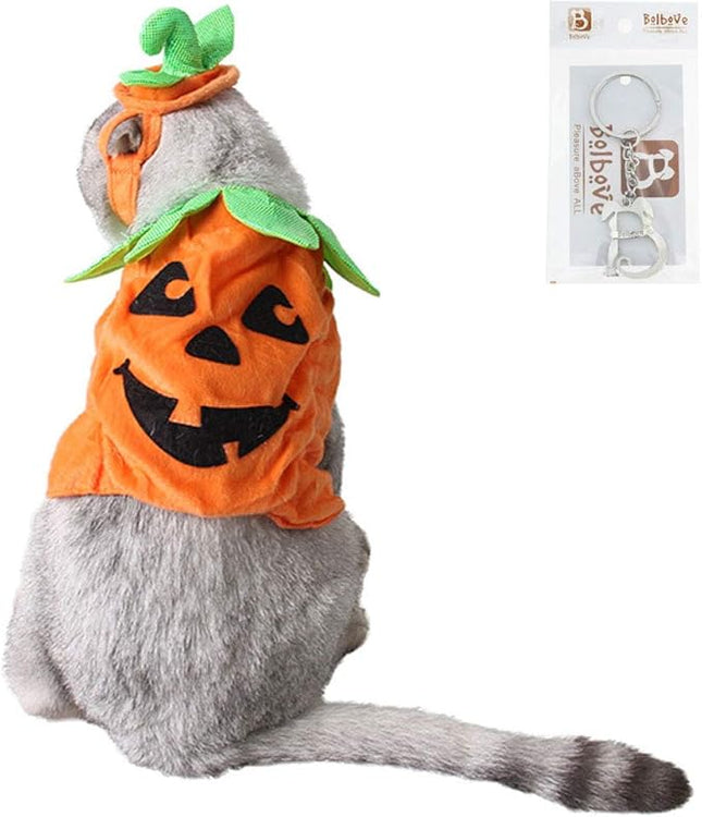 Bolbove Pet Pumpkin Costume for Cats & Small Dogs Party Halloween Cosplay Free Size Orange
