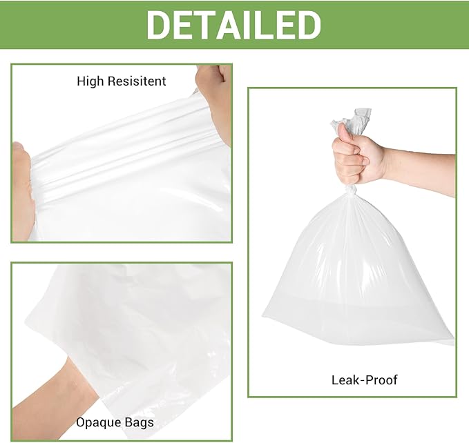 Odor-Sealing Dog Poop Bags, S/200-Count Leakproof & Durable Dog Waste Bags, Block Smells, Unscented (Color:White)