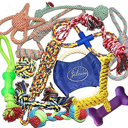 Jalousie 14 Pack Puppy Chew Dog Rope Toy Assortment for Small Medium Large Breeds