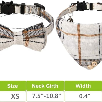 Faleela Breakaway Cat Collar with Bells - 2 Pack Cat Collar with Bells, Cat Collars with Bandana, Accessories for Pet Collars, Adjustable for Cats and Small Dogs