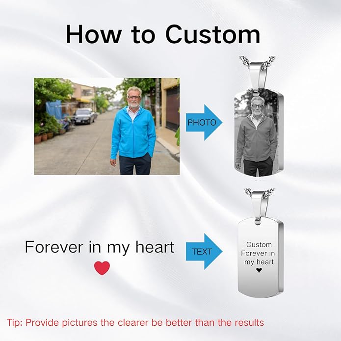 Personalized Ashes Necklace for Men Women Pet Custom Photo Text Urn Necklace Customized Engraving Holder Memorial Cremation Jewelry Keepsake Memorial Gifts