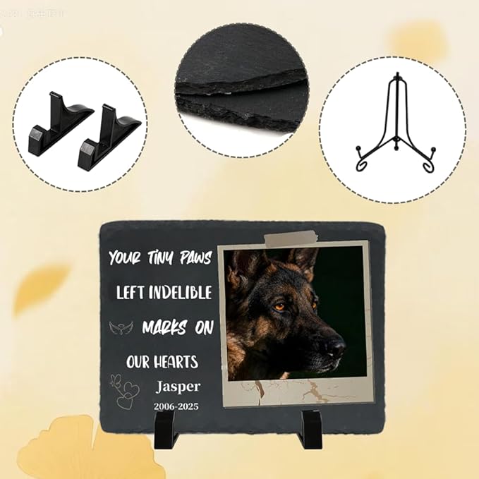 Dog Memorial Gifts for Loss of Dog, Personalized Pet Memorial Stone, Custom Dog Grave Marker with Name & Photo, Sympathy Gifts for Bereaved Pet Owners, Cemetery Decor (Style M)