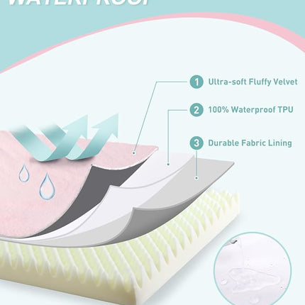 KSIIA Orthopedic Dog Bed - Waterproof & Washable with Removable Cover, Deluxe Plush Egg Crate Foam Design for Large Dogs, 47x29 Inch Pink Dog Crate Bed