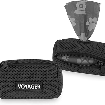 Best Pet Supplies 2-Pack Dog Poop Bag Holder Leash Attachment, Color, Reusable Mesh Dispenser Pouch for Travel, Walking, Park, and Outdoor Use, Soft and Durable with Clip-On - Mesh Black