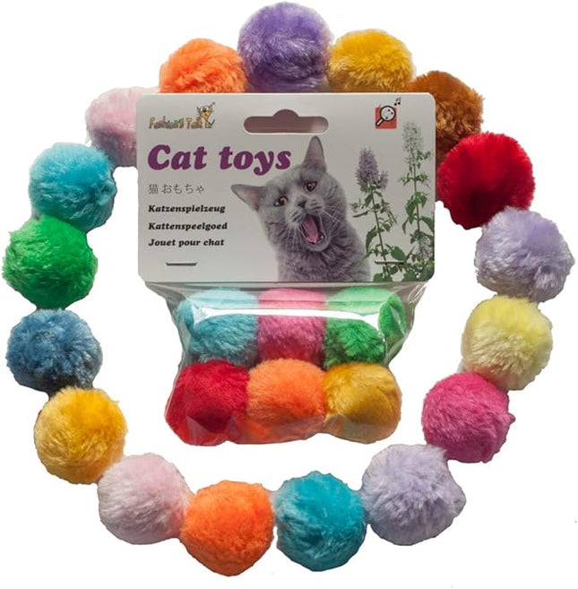 Fashion's Talk Cat Toys Furry Rattle Ball for Kitty 6 Pack