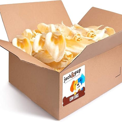 Jack&Pup Natural Cow Ears for Dogs - Cow Ear Dog Treats, Thick Cut, Single Ingredient, High Protein, Pig Ear Alternative Dog Treats - Cow Ears for Small and Large Dogs (80 Pack)