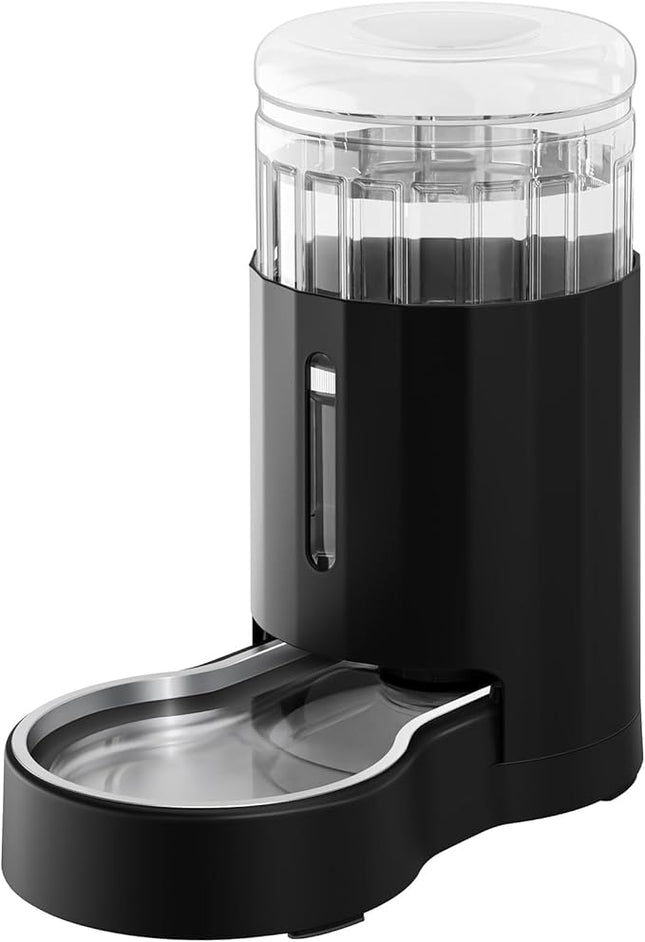 CZPET Dog Water Bowl Dispenser, 7L Automatic Dog and Cat Water Dispenser with Stainless Steel Bowl, Gravity Waterer, Large Capacity, and Quiet Drinking Area for Pets (7L,Black)