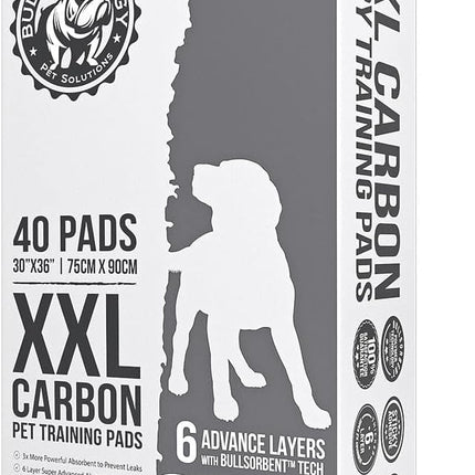 Bulldogology Charcoal XXL Pee Pads for Dogs (30x36) Puppy Pee Pads with Adhesive Sticky Tape - Leak Proof Charcoal Puppy Pads - Ultra Absorbing Charcoal Dog Pads - Activated Carbon Pee Pads (40-Count)