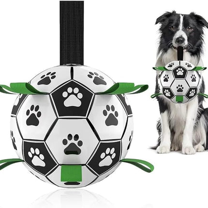 QDAN Dog Toys Dog Balls, World Cup Dog Soccer Ball with Straps, Dog Birthday, Herding Ball, Durable Balls for Small Medium Pet, Puppy Outdoor Toy (6 Inch)