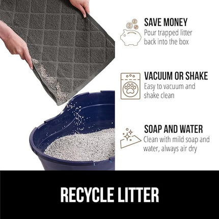 GORILLA GRIP Cat Litter Box Mat, 40x28, Water Resistant, US Designed Kitty Litter Trapping Mats, Easy to Clean, Scatter Control, Less Mess and Clean Floors, Kitten Supplies for Indoor Cats, Dark Gray