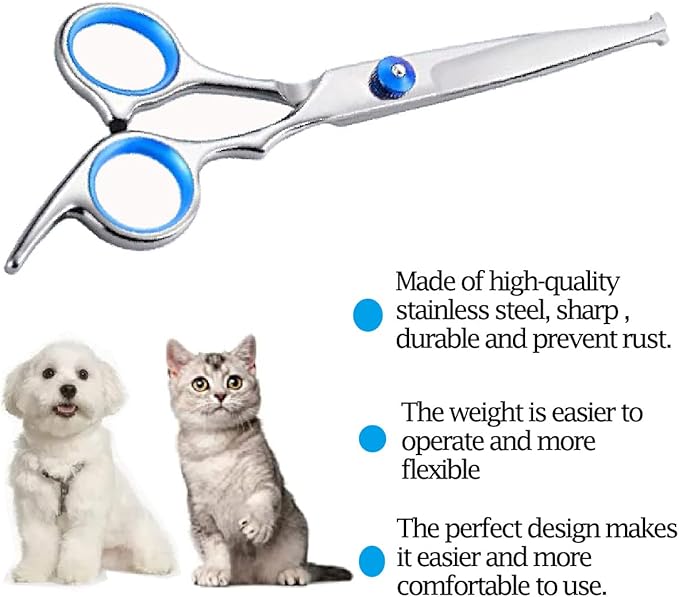Dog Grooming Scissors,Pet Hair Scissors with Safety Round Tips Heavy Duty Titanium Stainless Steel Professional Dogs Cats Pets Grooming Shears
