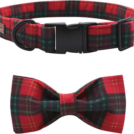 Lionet Paws Christmas Dog and Cat Collar with Bowtie,Soft and Comfortable,Adjustable Collar