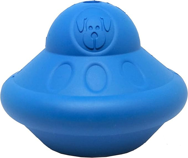 SodaPup Spotnik Flying Saucer - Durable Dog Treat Dispenser & Chew Toy Made in USA from Non-Toxic, Pet Safe, Food Safe Natural Rubber for Mental Stimulation, Problem Chewing, Calming Nerves, & More