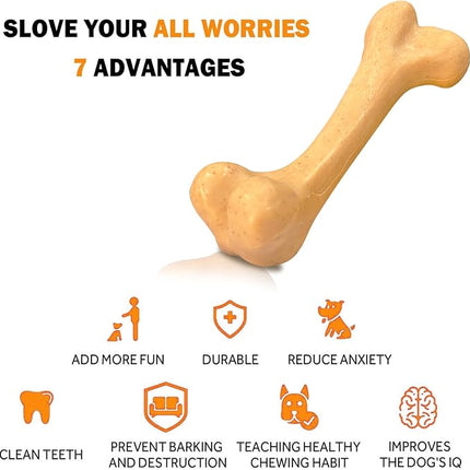 Indestructible Dog Bones for Aggressive Chewers, Durable Tough Puppy Teething Toys, Interactive Dog Toys for Medium/Large Breed, Beef & Chicken Flavor (3pcs)