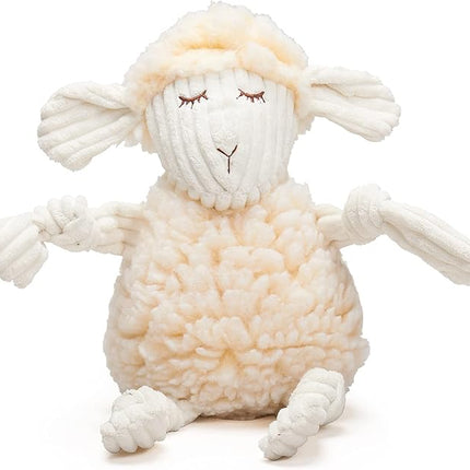 HuggleHounds Plush Dog Toy - Fuzzy Dog Toy, Soft Fleece, Interactive Durable Stuffed for Small and Large Breeds with Squeaker - Louise Lamb, Large