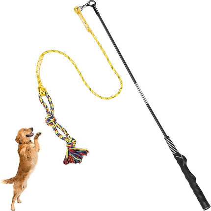 DIBBATU Flirt Pole for Dogs Interactive Dog Toys for Large Medium Small Dogs Chase and Tug of War, Dog Teaser Wand with Lure Chewing Toy for Dog Outdoor Exercise 1 pcs