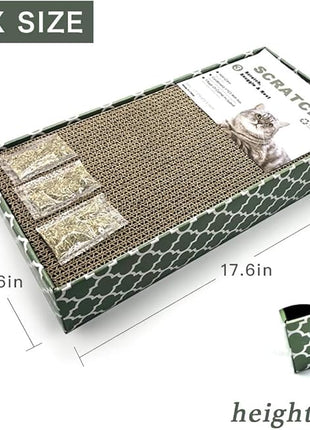 Cat Scratcher Cardboard Scratching Pads Scratch Lounge Bed with Catnip 3PCS Reversible Corrugated Cardboard with Scratch Box