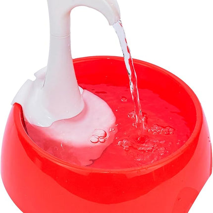 Aqua First Pet Water Fountain - Automatic Drinking Bowl for Cats and Dogs - Light and Portable - Replaceable Filters - Ergonomic Design - 1.2L/42 fl oz - Red