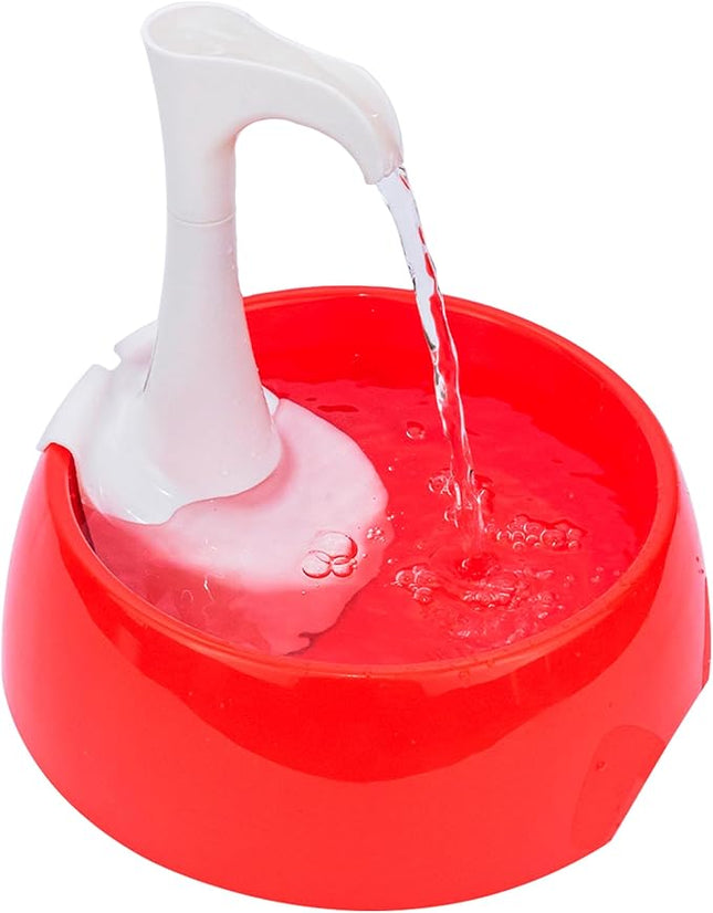 Aqua First Pet Water Fountain - Automatic Drinking Bowl for Cats and Dogs - Light and Portable - Replaceable Filters - Ergonomic Design - 1.2L/42 fl oz - Red