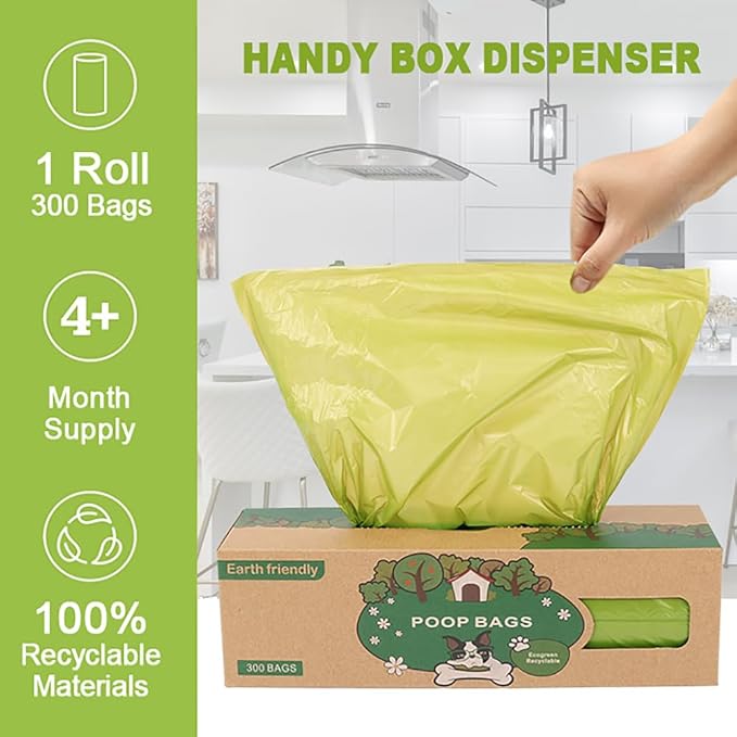 Dog Waste Bags-300 Bags per Roll, Pet Poop Bags Big Rolls, 2 Pack, 600 Bags, Cat Litter Poop Bags, Fit Most Scooper, Durable Poop Bags Rolls for Dogs, Easy Dispensing and Grab