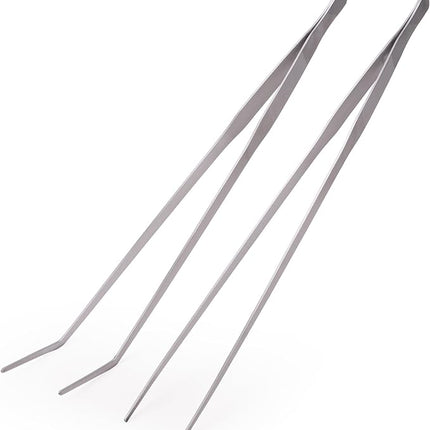 VORESTIC 2 Pcs Heavy Duty Reptile Feeding Tongs, Aquarium Tweezers 18 Inch, Straight and Curved Extra Long Tweezers, Reptile Tongs, Aquarium Tongs, Aquarium Tweezers Extra Long