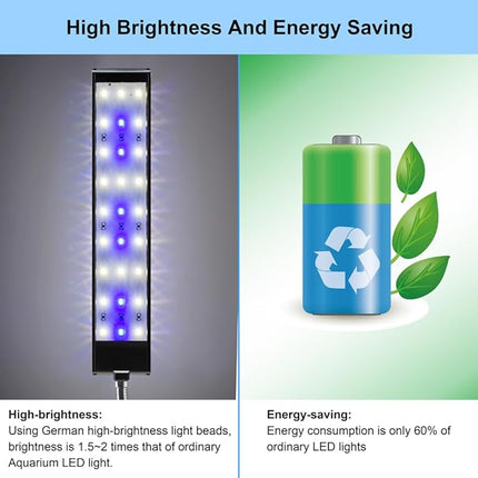 Aquarium Light Small LED Clip Light for Fish Tank 10W, 1 Yr Warranty