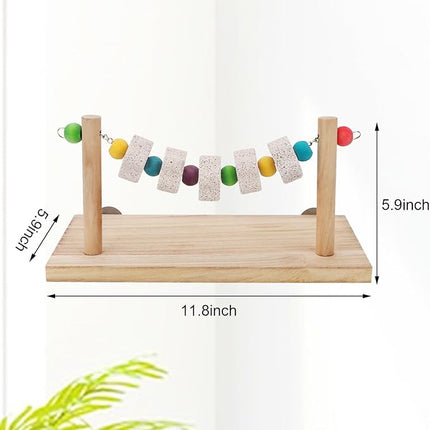 Hypeety Wooden Bird Perch Platform Pet Natural Chewing Toys Health Cage Accessories for Mouse, Chinchilla, Rat, Gerbil, Guinea-Pigs, Dwarf Hamster