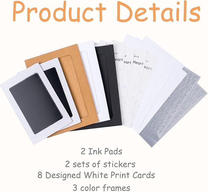 Inkless Paw Print Kit,Dog Paw Print Kit,Dog Nose Print Kit,Clean Touch Ink Pads and Imprint Cards,Pet Paw Print Impression Kit for Dogs Cats Footprint Keepsake