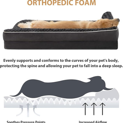 BFPETHOME Orthopedic Dog Beds for Large Dogs-Waterproof Sofa Dog Bed with Removable Washable Cover, Large Pet Bed with Waterproof Lining and Nonskid Bottom, Pet Bed for Dogs