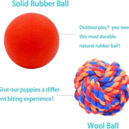 Puppy Balls - Pack with Different Functions & Teething Toys for Small Dogs, Squeaky Dog Balls, Rubber Chew Toys for Enrichment