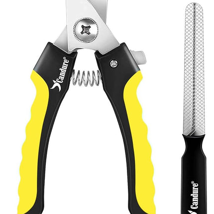 Candure Dog Nail Clippers for Pet Grooming - Professional Cat Nail Trimmers Suitable for Small to Medium Breeds with a Safety Guard & Nail File