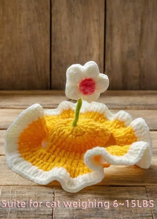 Cat Part Hat with Ear Holes and Adjustable tie, Soft Polyester, Washable| Cute Flower Party Hat for Cats 4–16 lbs, Holiday & Photo Outfit